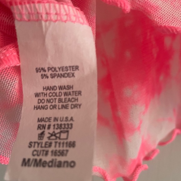 Neon Pink Mesh Crop top Medium - Picture 6 of 6